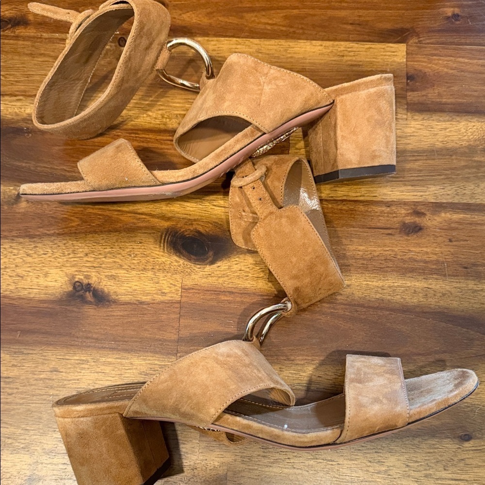 Aquazzura Safari Suede Sandals in Camel size 38 - Picture 6 of 6